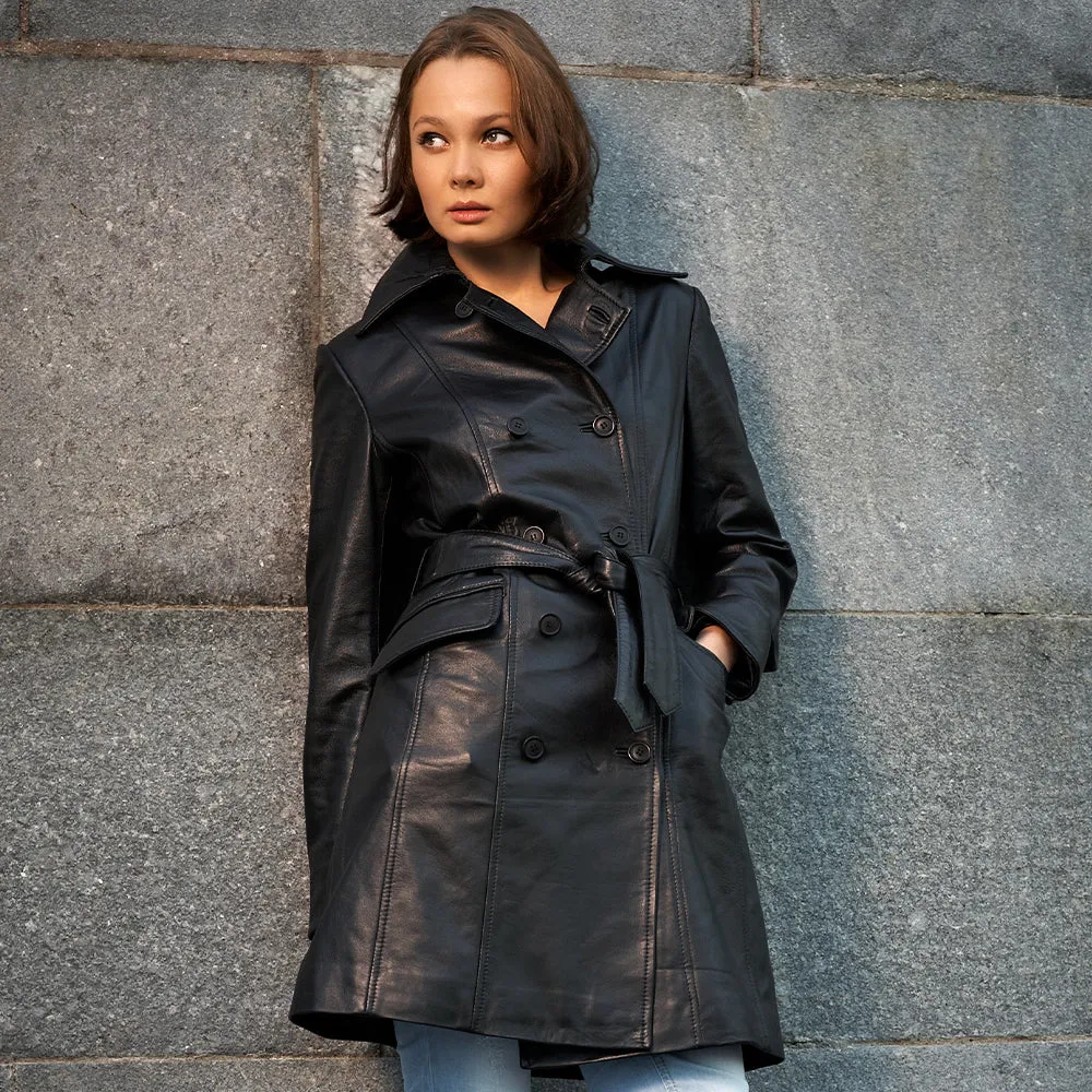 Women's Leather Trench Coat | KC Leather Signature Range - Daniella