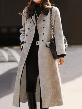 Women's Long Double Breasted Trench Coat for Winter Warmth