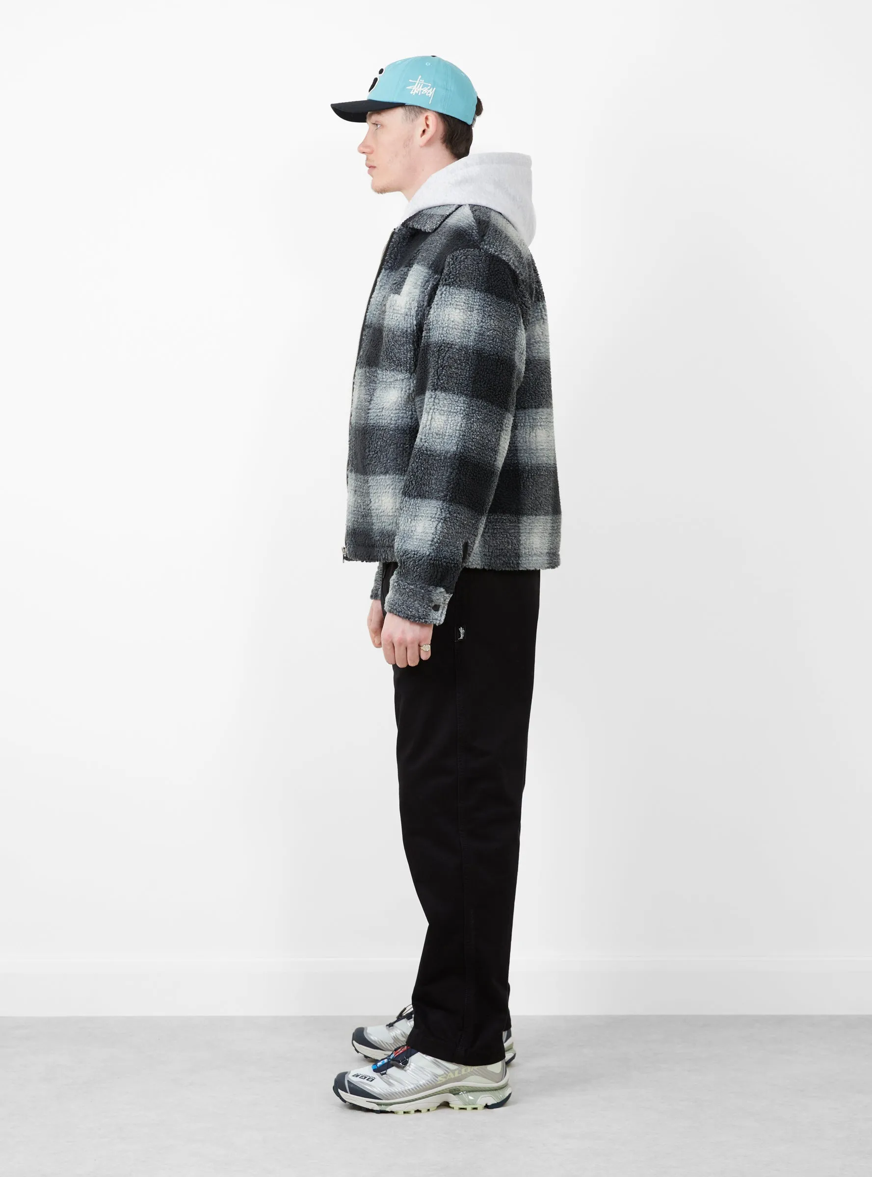 Zip Sherpa Shadow Plaid Black